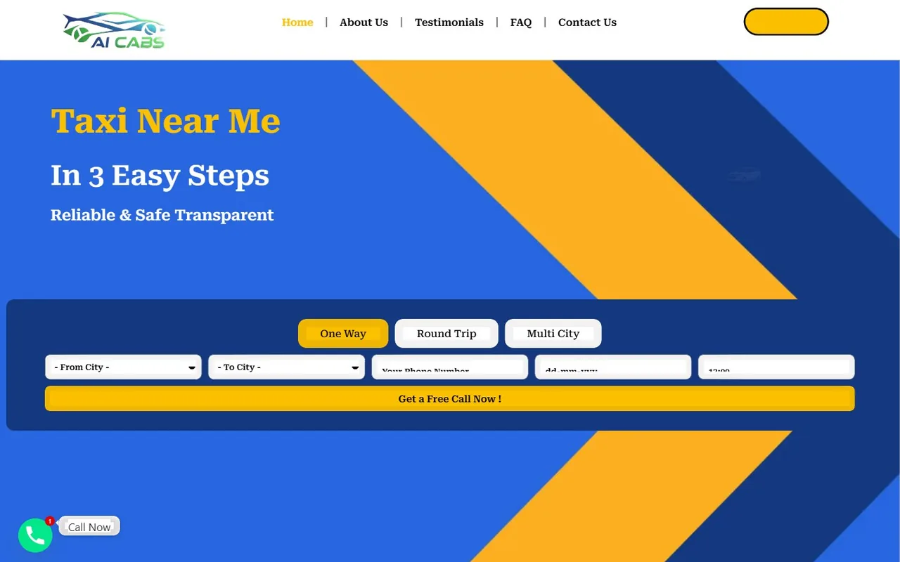 AI Cabs – home page (desktop)